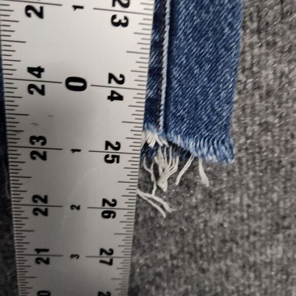 3X1 Sabina Distressed Raw Hem Button Fly Straight Denim Blue Jeans ITALY SIZE 26 - Picture 8 of 13